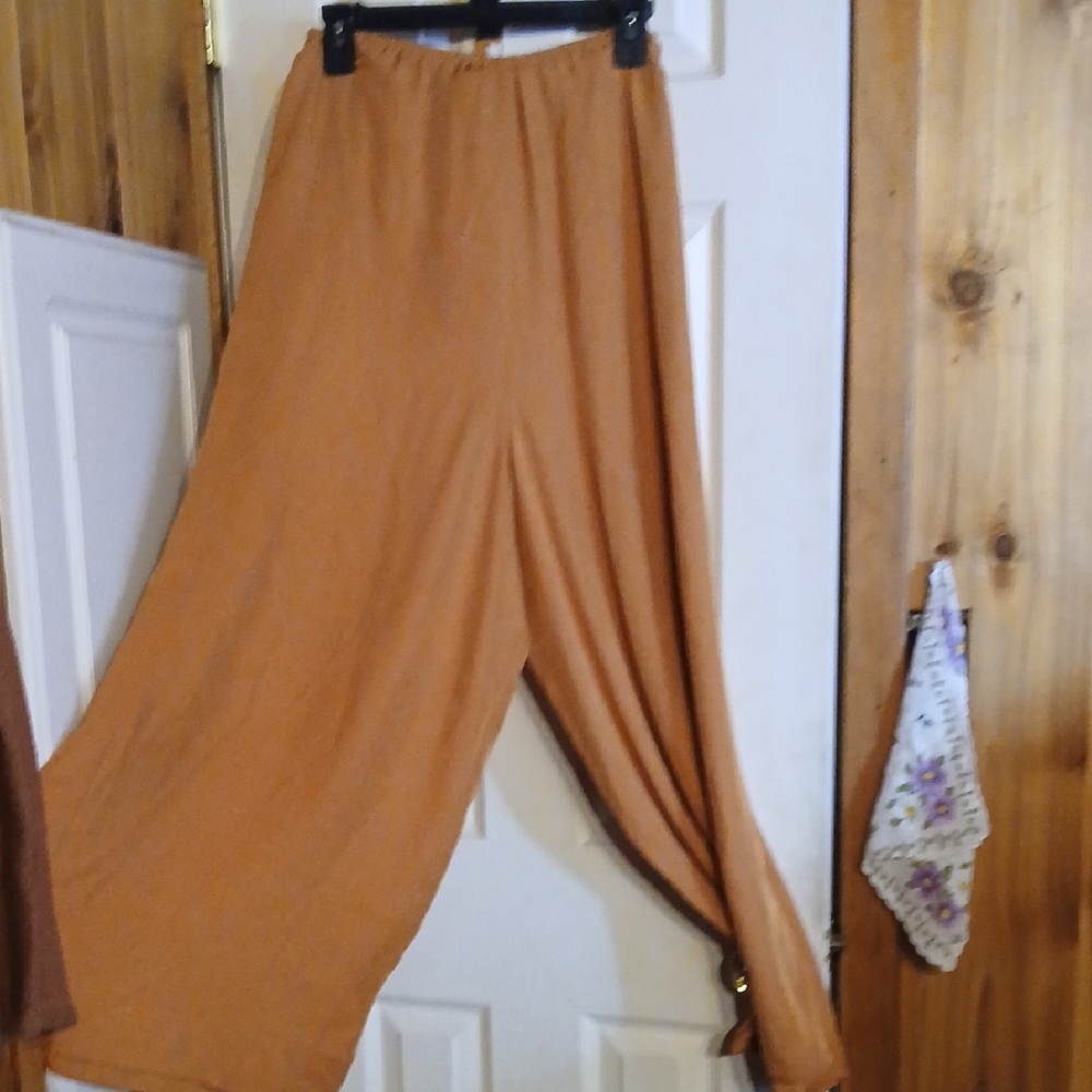Vince Wide-Leg Elastic Waist Pants in Rust Orange